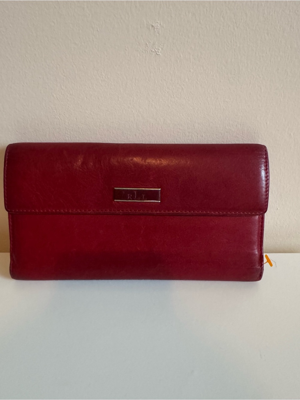 Ralph Lauren Burgundy Leather Flap Clutch